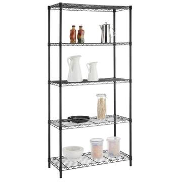 5-Tier Steel Wire Shelving Unit in Black (36 in. W x 72 in. H x 16 in. D)
