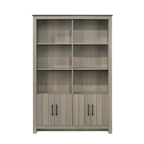 47 in. W x 12.50 in. D x 70.50 in. H Oak Wood Freestanding Linen Cabinet with Doors and 8-Shelves in Oak