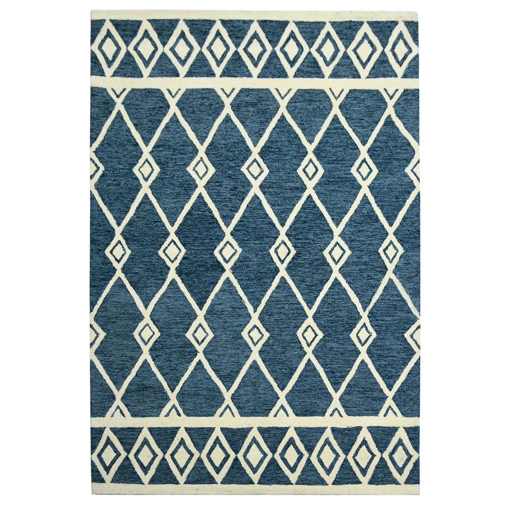 5 ft. x 8 ft. Blue And Ivory Wool Argyle Hand Hooked Area Rug price history on PriceWatchPro