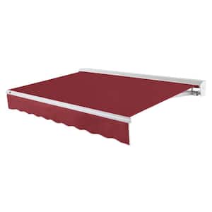 12 ft. Destin Left Motorized Retractable Awning with Hood (120 in. Projection) in Burgundy