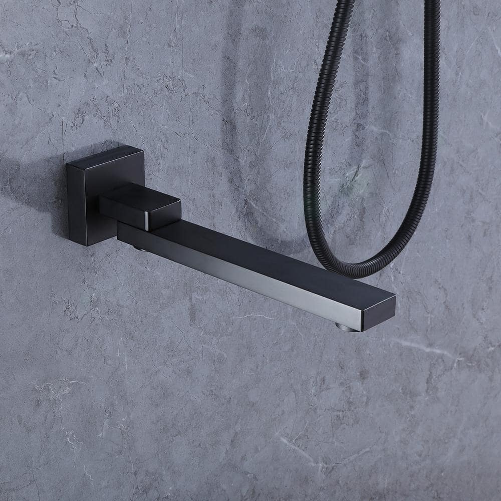 Matte Black Stainless Steel Rain Shower Faucet Set