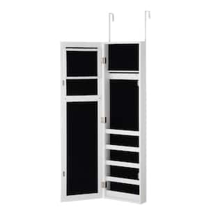 Wood Door and Wall Mounted Armoire Jewelry Cabinet with Full-Length Mirror