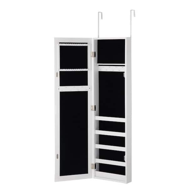 ANGELES HOME Wood Door and Wall Mounted Armoire Jewelry Cabinet with Full-Length Mirror
