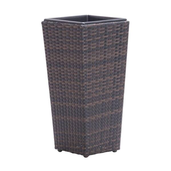 ZUO Coromandel 10 in. Square Brown Aluminum Wicker Planter