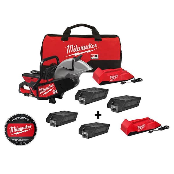 Milwaukee MX FUEL 14 in. Lithium-Ion Cordless Cut Off Saw Kit with 2 Chargers, 4 XC406 Batteries, and 1 14 in. Diamond Blade