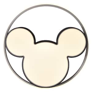 Lumin 20 in. 1-Light Black and White Smart LED Flush Mount Mickey Cartoon Room Ceiling Light with Remote Control