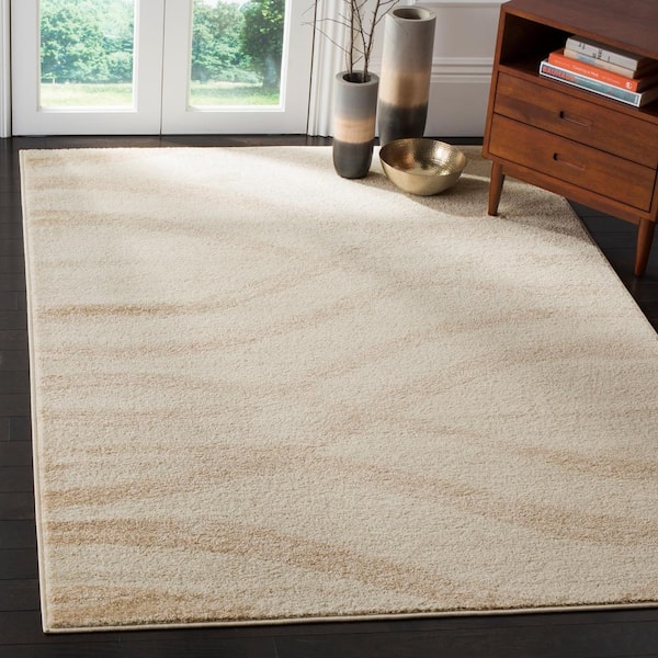 Adirondack Cream/Champagne 8 ft. x 10 ft. Waves Area Rug