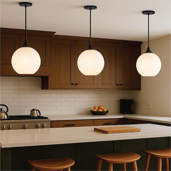 16 in. Black Globe Pendant Light