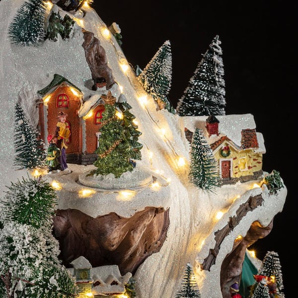 Alpine Corporation 18 in. Tall Animated Winter Wonderland Set with