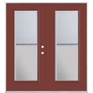 72 in. x 80 in. Red Bluff Steel Prehung Left-Hand Inswing Mini Blind Patio Door in Vinyl Frame without Brickmold