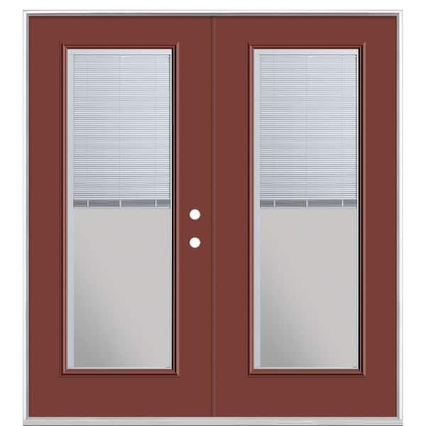 Masonite 72 in. x 80 in. Red Bluff Steel Prehung Left-Hand Inswing Mini Blind Patio Door in Vinyl Frame without Brickmold