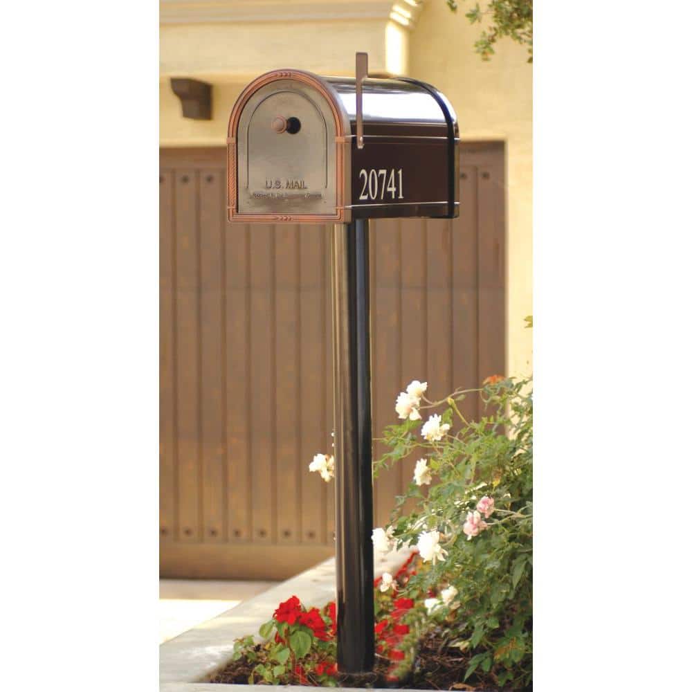 Pacifica 53.5" Black Powder Coated Steel Mailbox Post