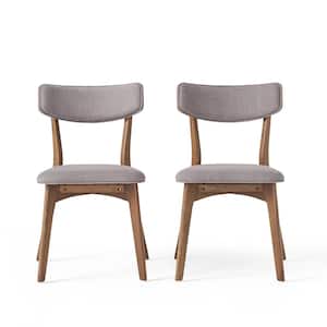 Abrielle Dark Grey and Natural Walnut Fabric Dining Chairs (Set of 2)