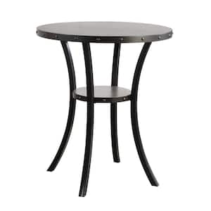 36 In. Gray Round Wood Bar Table with Flared Legs