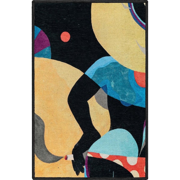 Misha - The Sunday Jungle Life's a Beach Modern Abstract Multi 2 ft. x 3 ft. Area Rug