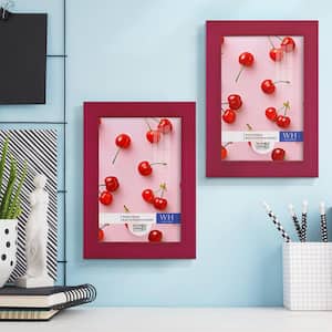 Woodgrain 5 in. x 7 in. Cherry Red Picture Frame (Set of 2)