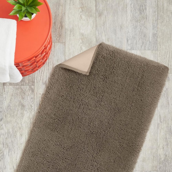 StyleWell Stone Gray 25 in. x 40 in. Non-Skid Cotton Bath Rug with Border  (Set of 2) HMT430_R_Stone - The Home Depot