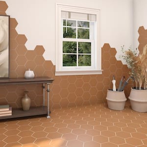 Moroccan Concrete Terra Cotta 8 in. x 9 in. Glazed Porcelain Hexagon Floor and Wall Tile (449.76 sq. ft./Pallet)