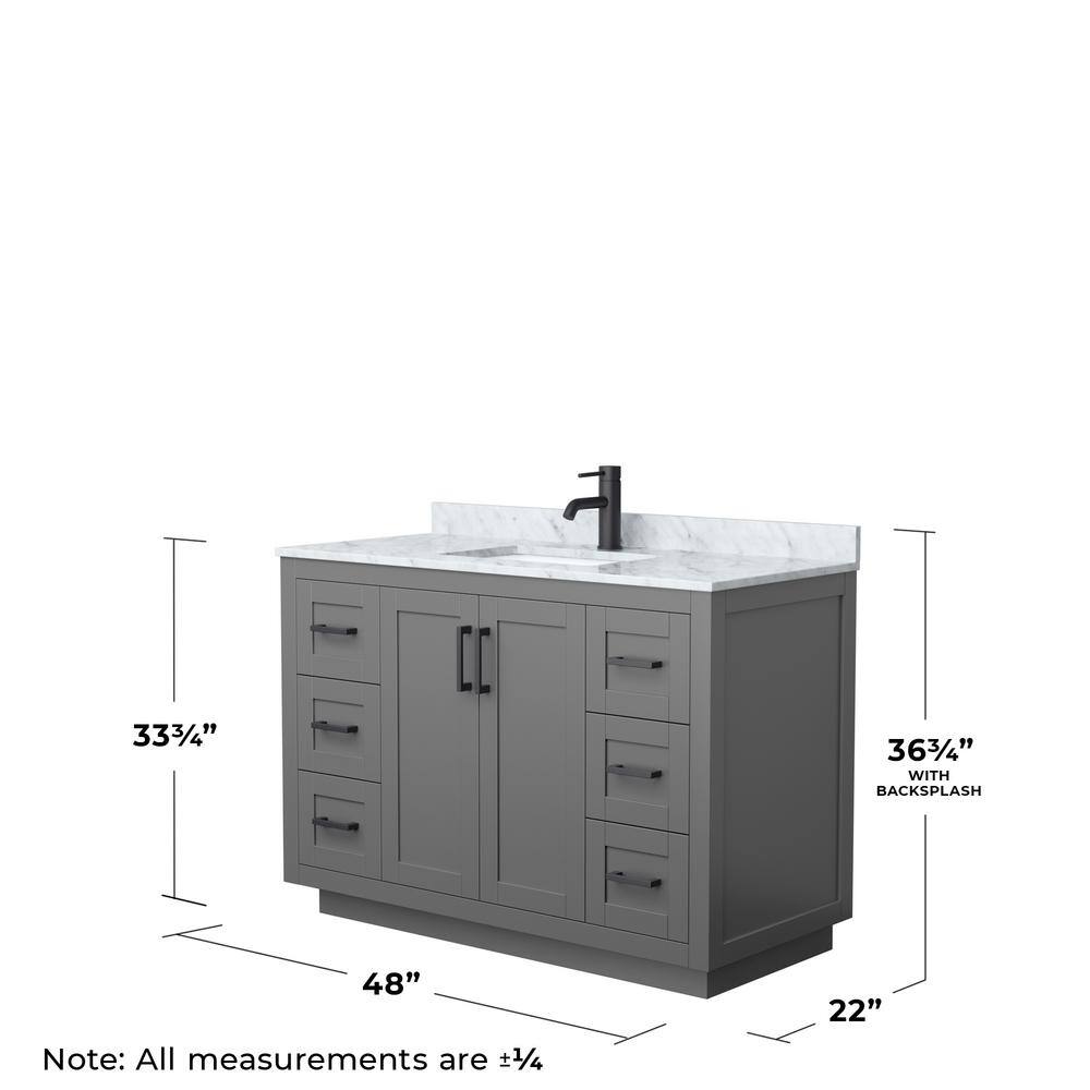 Miranda 48" Dark Gray European Shaker Bathroom Vanity with White Carrara Marble Top