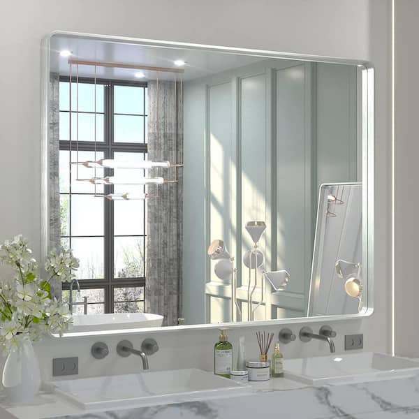 HOMLUX 48 in. W x 36 in. Rectangle Framed Mirror Wall Bathroom Vanity