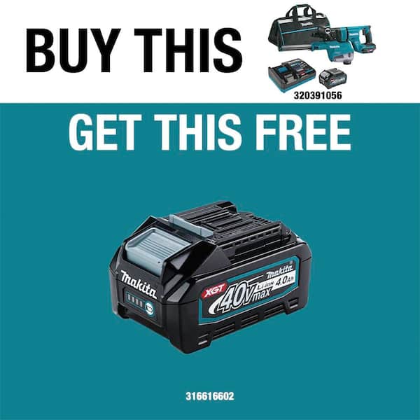 40V max XGT Brushless 1-1/8 in. Rotary Hammer (D-Handle) Kit, AFT, AWS Capable (4.0Ah) with XGT 4.0Ah Battery