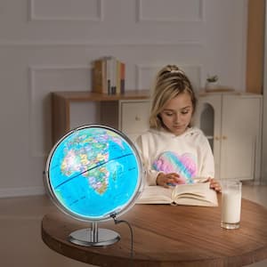 Talking World Globe 11.81 in. W. x 9 in. 228.6 mm Interactive Globe with Smart Pen LED Light USB Interface for Children