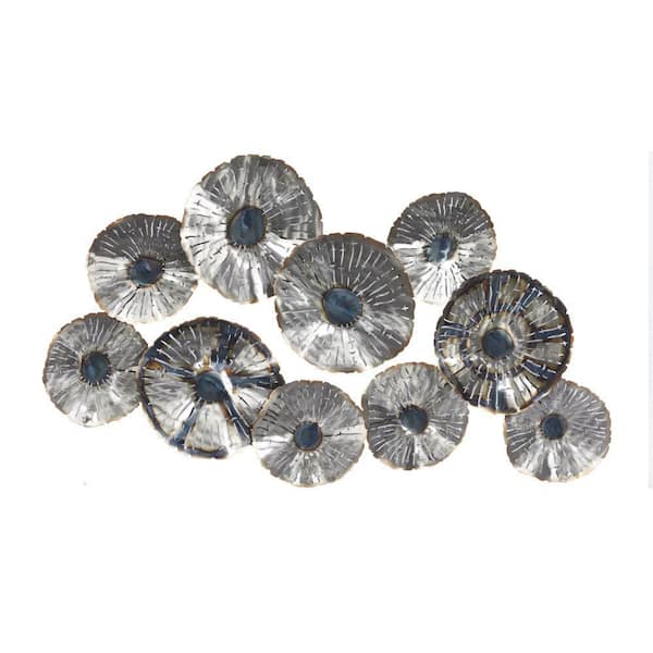 Litton Lane 28 in. x 46 in. Silver Metal Contemporary Flowers Wall Decor