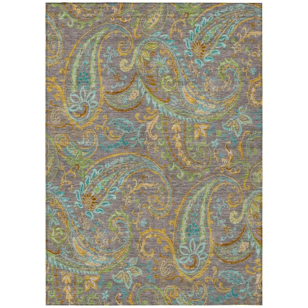 Taupe 9 ft. x 12 ft. Woven Paisley Polyester Rectangle Indoor/Outdoor Area Rug price history on PriceWatchPro