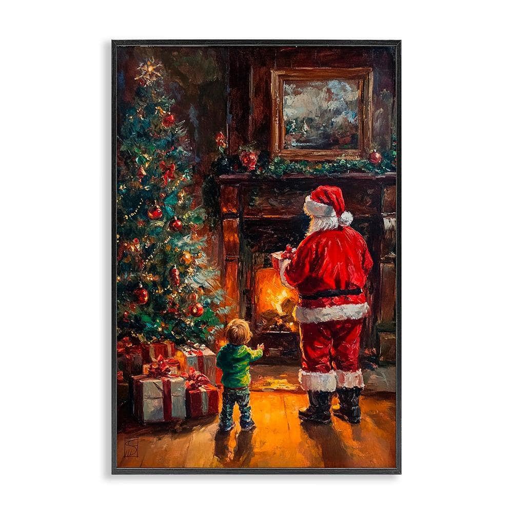 UPC 199652679259 product image for Santa & Child by Fireplace by Sara Culpepper 1 Piece Black Framed Giclee Nature  | upcitemdb.com