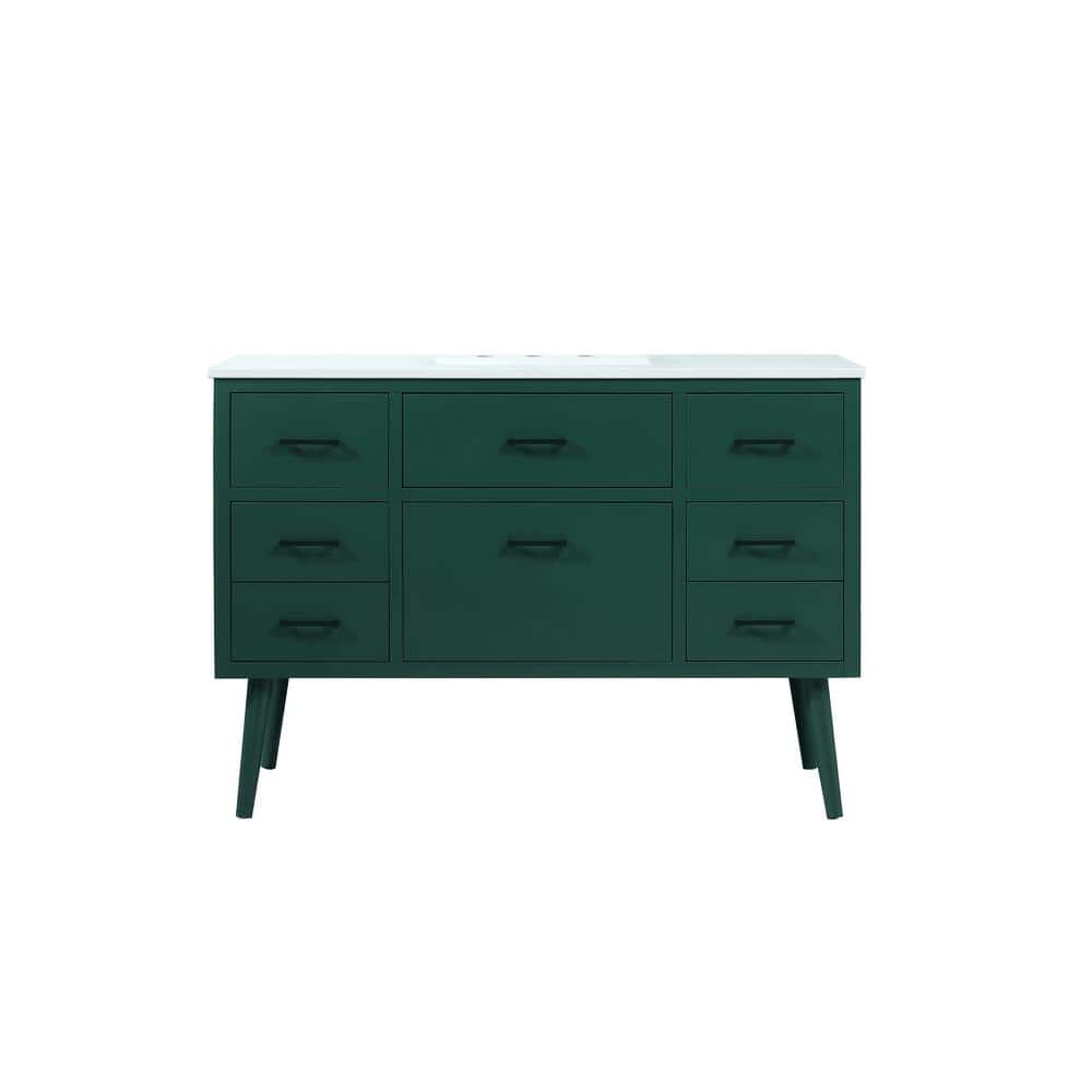 Timeless Home 48 in. W Single Bath Vanity in Green with Engineered Stone Va