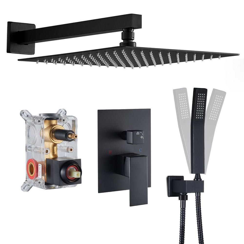 Heemli Freedom SingleHandle 1Spray Square 12 in. Shower Faucet with