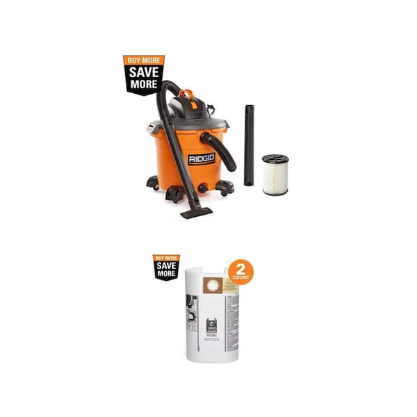 16 Gal. 5.0 Peak HP NXT Shop Vacuum with Filter, Hose, Wet/Dry Bags (2-Pack)
