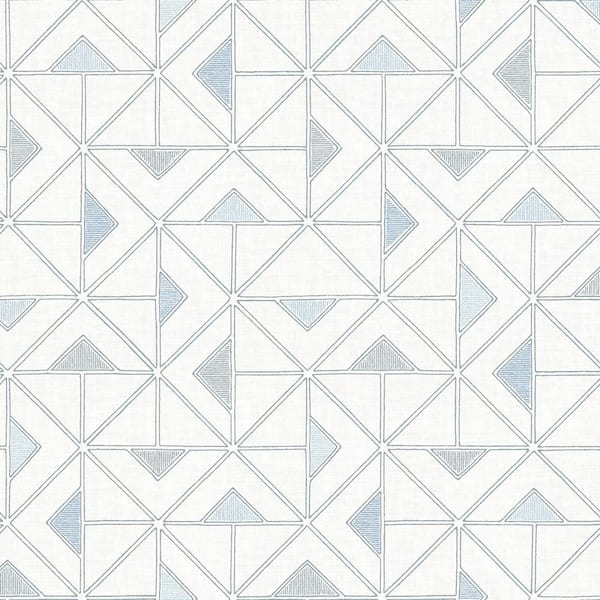 A-Street Prints Jekyl Triangles Blue Matte Paper Wallpaper Sample