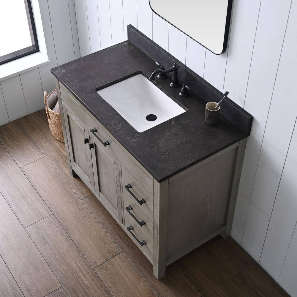 Textured Gray 42'' Single Vanity with Blue Limestone Top