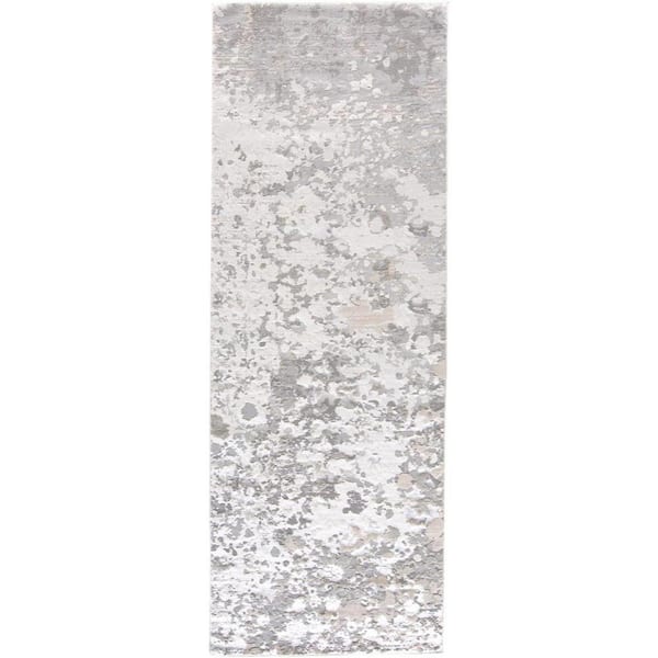 HomeRoots 2 X 8 Gray and Silver Abstract Runner Rug