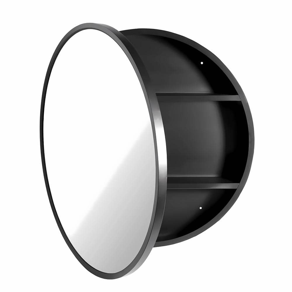 Cesicia 24 in. W x 24 in. H Assembled Black Round Aluminum and Iron Surface Mount Bathroom