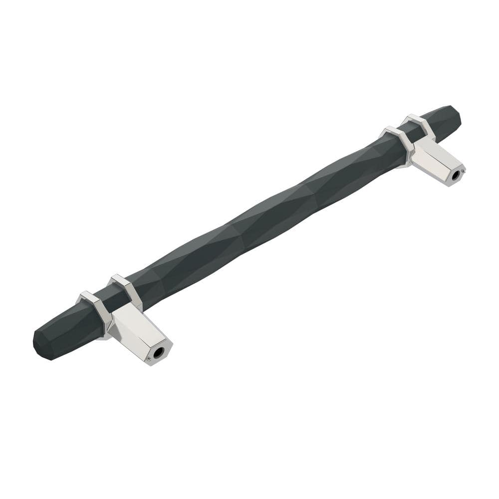 Modern Black Bronze and Polished Chrome Bar Cabinet Pull