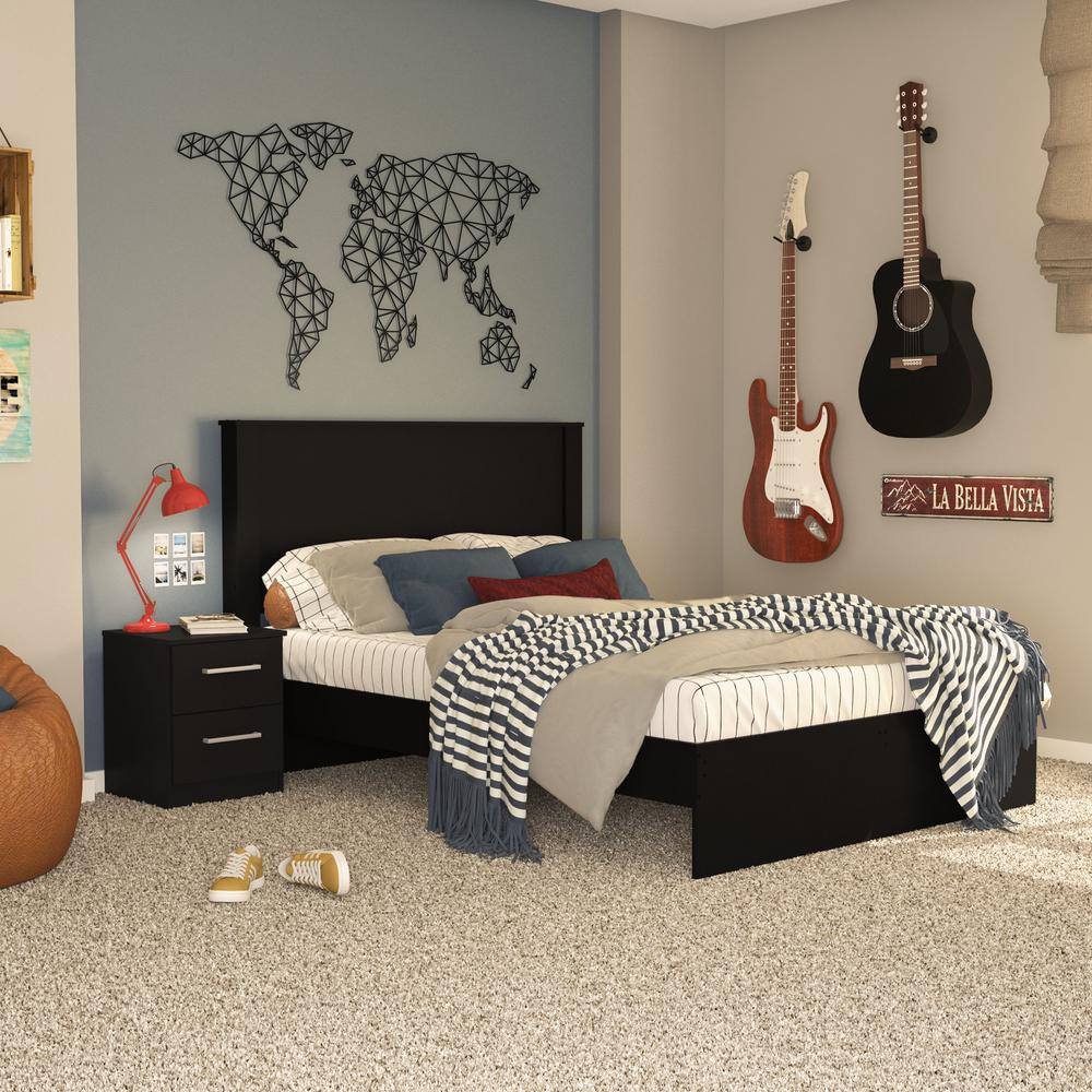 Polifurniture Juliette 3-Piece Full Size Black Wood Bedroom Set ...