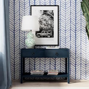 Lark 44 in. L Navy Blue Rectangular Wood 2-Drawer Console Table