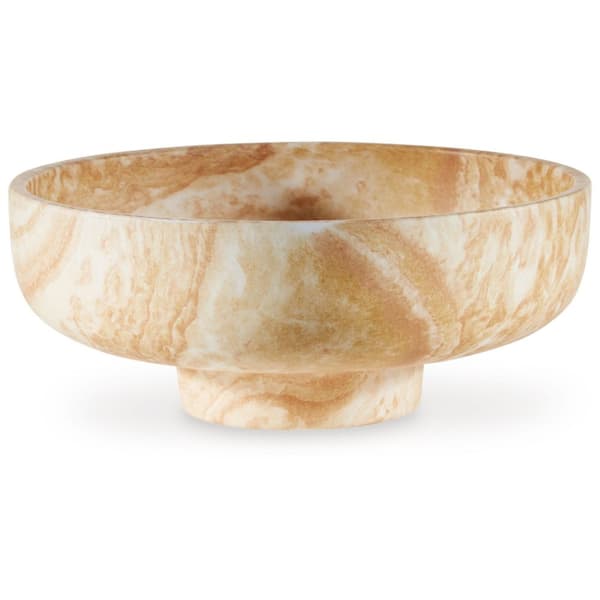 Cammen Beige Round Ceramic 12 in. Decorative Bowl