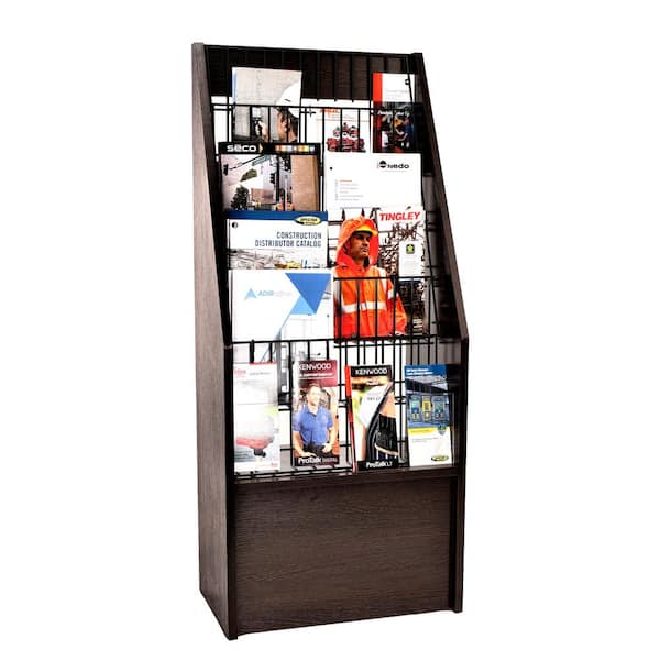 Wooden Free Standing 6-Tier Display Literature Brochure Magazine Rack, Black