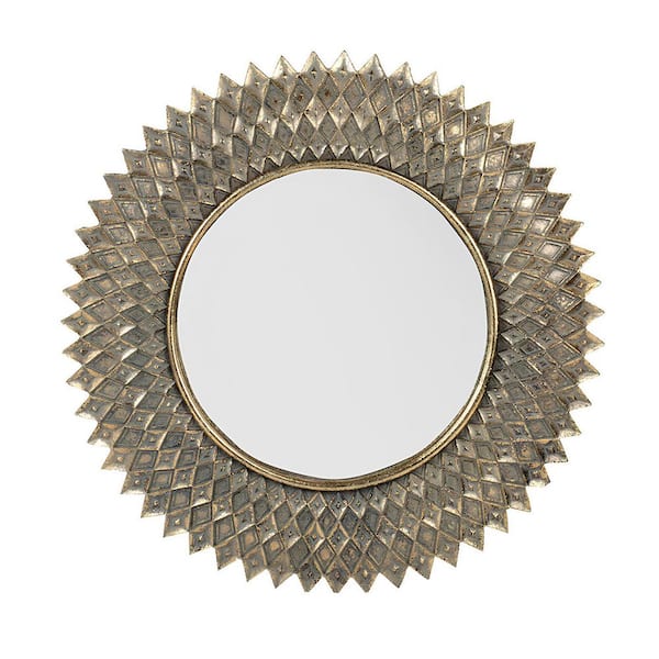 Unbranded Gold 13.2 in. W x 13.2 in. H Round Wall Mounted Mirror