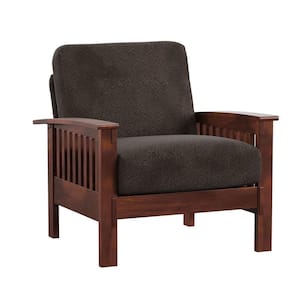Dark Brown Mission-Style Wood Accent Chair