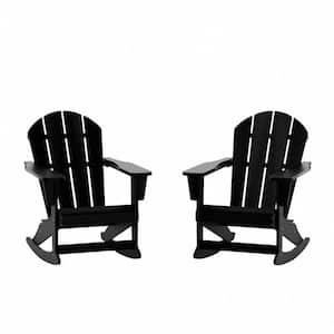 AMOS Black Outdoor Rocking Poly Adirondack Chair (Set Of 2)