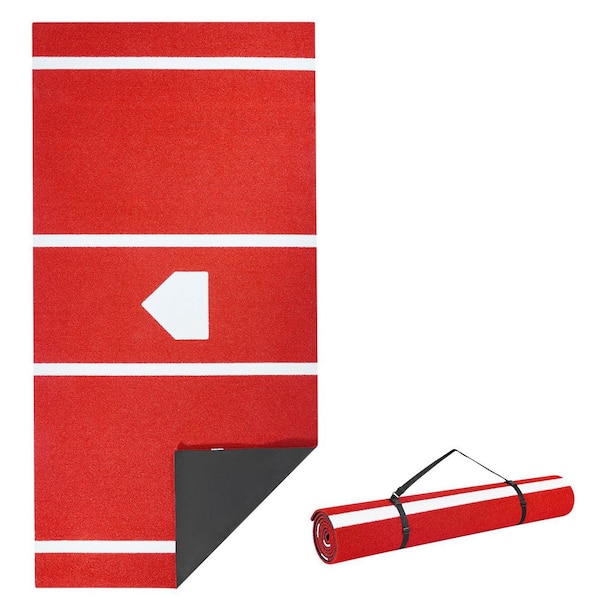 Red Baseball Hitting Mat, 12 x 6 ft. Batting Cage Mat, Softball Batting Practice Equipment for Indoor Outdoor