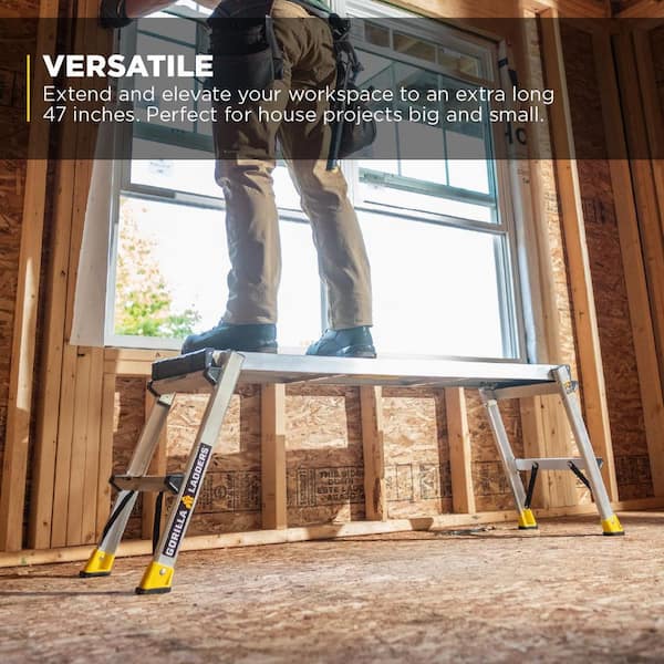 Gorilla Ladders - 4 ft. x 12 in. x 20 in. Aluminum Slim-Fold Work Platform, 300 lbs. Load Capacity