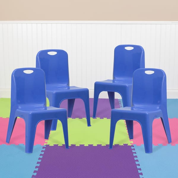 Carnegy Avenue 4 Pack Blue Plastic Stackable School Chair with