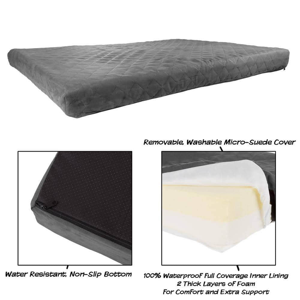 Petmaker Large Gray Waterproof Memory Foam Pet Bed HW3210217 - The Home ...