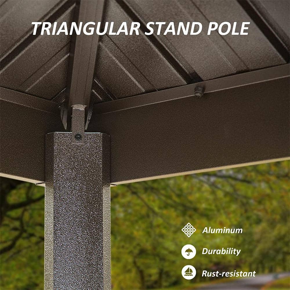 Gray Aluminum Grill Gazebo with Double Roof and Side Shelves