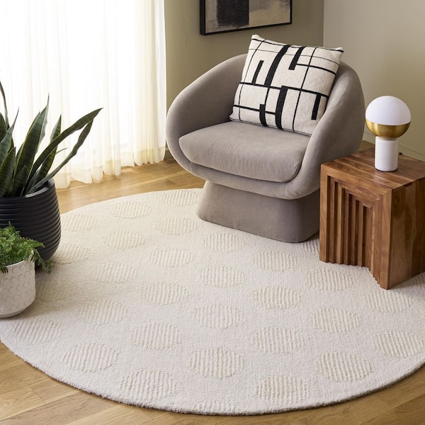 Metro 6 ft. x 6 ft. Ivory Polka Dot Round Rug